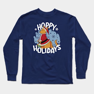 Hoppy Holidays // Funny Christmas Kangaroo Long Sleeve T-Shirt